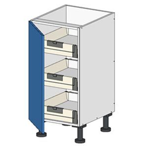 Flatpack Base Cabinet w Left Door and 3 Premium Drawers